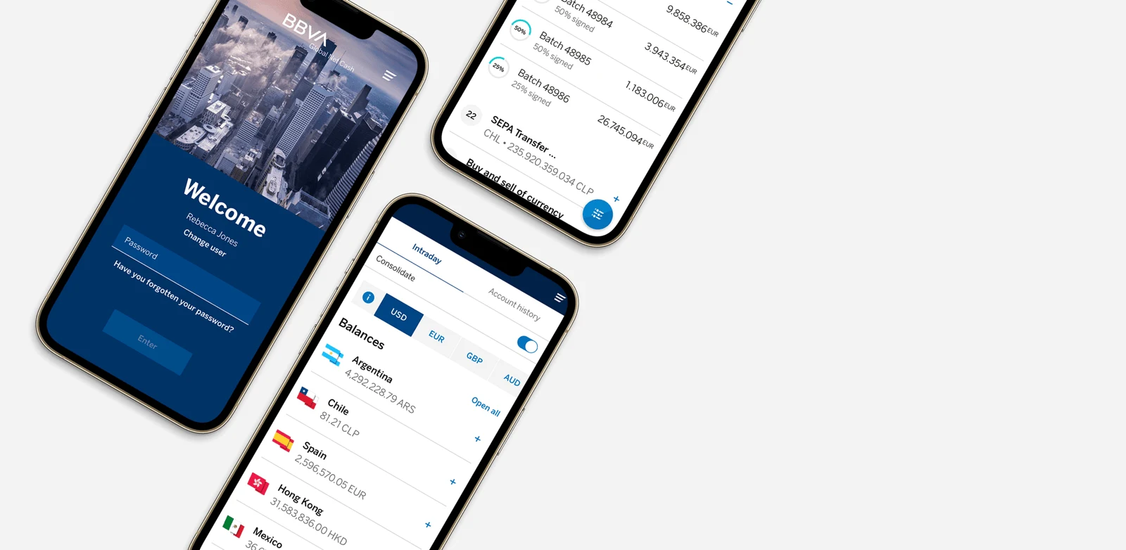 BBVA Global Netcash treasury management app on mobile