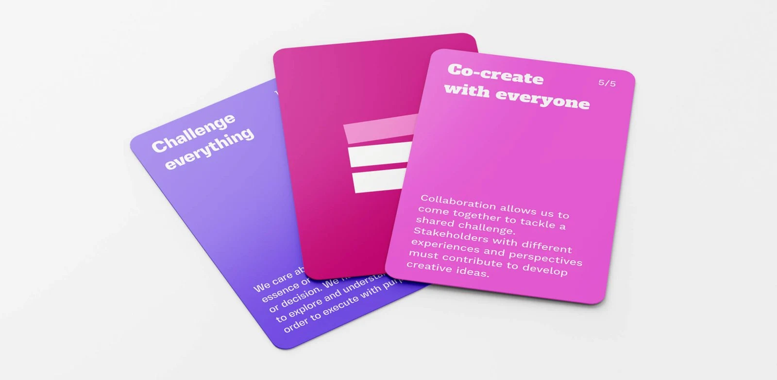Three gradient cards showing Toqio's design principles